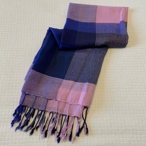 plaid fringed scarf